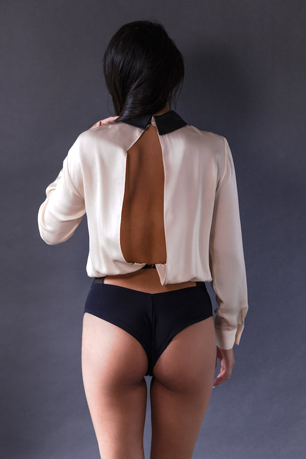 Lula Long Sleeve Bodysuit Blush - Anya Lust Luxury Lingerie