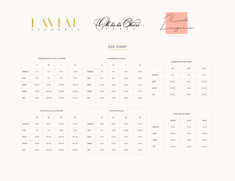 Plus Size Lingerie Size Chart