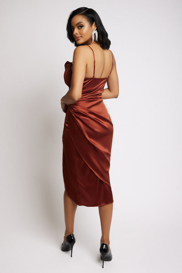 Rachel Tulip Hem Satin Dress