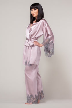 ELLESILK Ladies Silk Pajama Set - Dark Purple