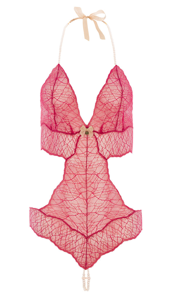Sydney Pearl Lace Bodysuit Red | Bracli | Anya Lust | Luxury Lingerie